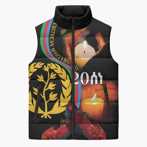Personalized Afro-Eritrea Maelti Siwuat Sleeveless Puffer Jacket Candle Vigil Glory To Our Martyrs Eritrea