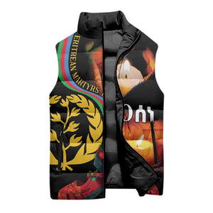 Personalized Afro-Eritrea Maelti Siwuat Sleeveless Puffer Jacket Candle Vigil Glory To Our Martyrs Eritrea
