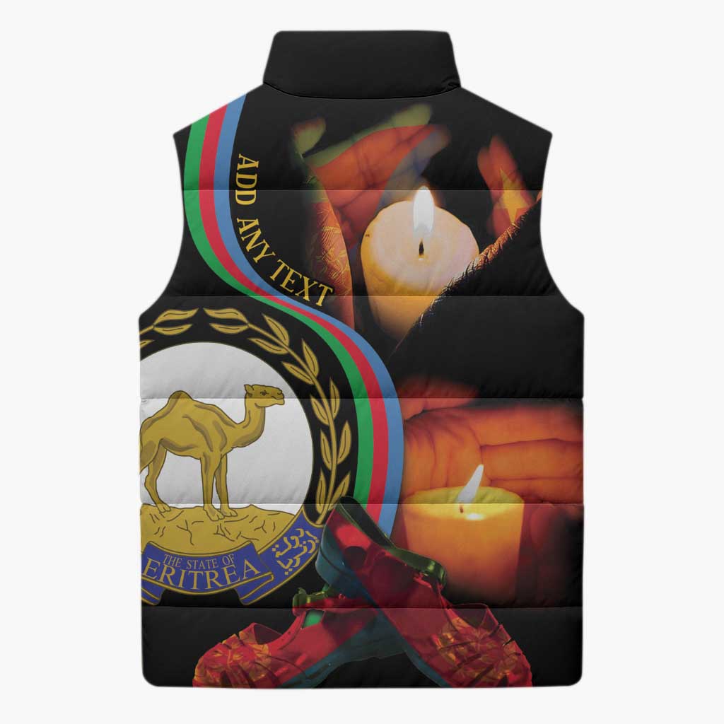 Personalized Afro-Eritrea Maelti Siwuat Sleeveless Puffer Jacket Candle Vigil Glory To Our Martyrs Eritrea