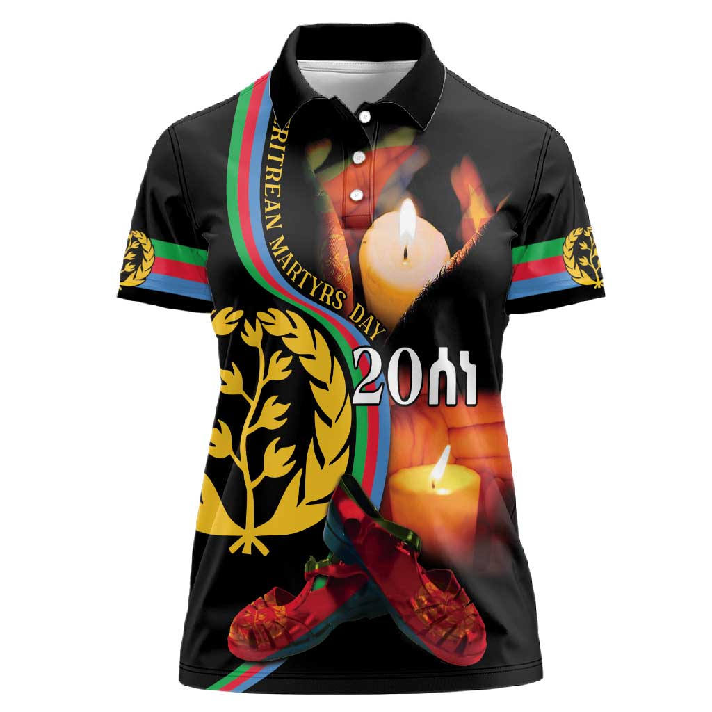 Personalized Afro-Eritrea Maelti Siwuat Women Polo Shirt Candle Vigil Glory To Our Martyrs Eritrea