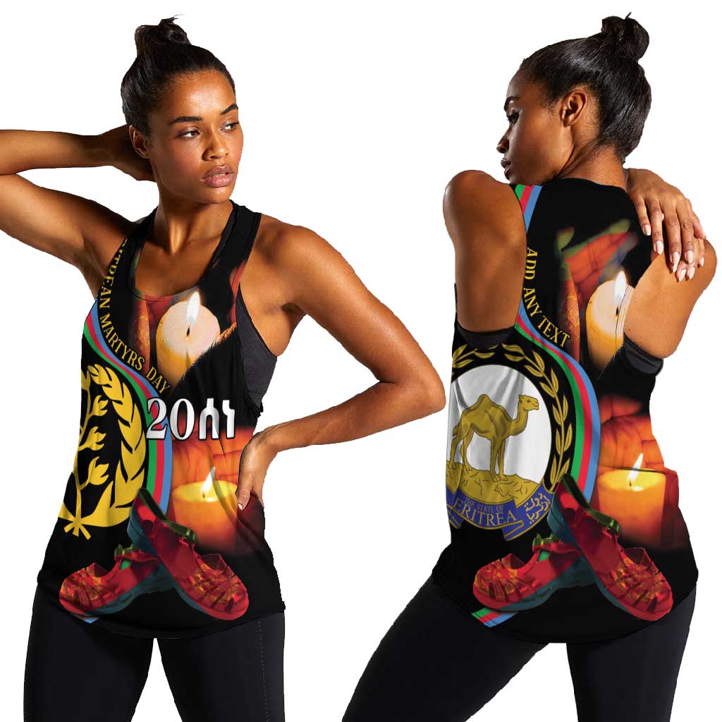 Personalized Afro-Eritrea Maelti Siwuat Women Racerback Tank Candle Vigil Glory To Our Martyrs Eritrea