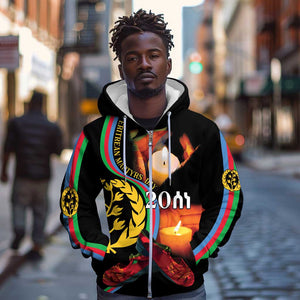 Personalized Afro-Eritrea Maelti Siwuat Zip Hoodie Candle Vigil Glory To Our Martyrs Eritrea