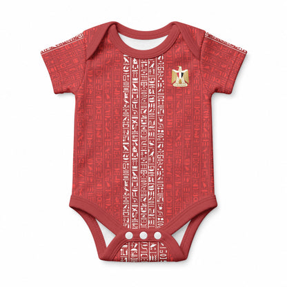 World Football 2026 Egypt Custom Baby Onesie Red Ancient Egyptian Hieroglyphs