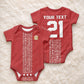 World Football 2026 Egypt Custom Baby Onesie Red Ancient Egyptian Hieroglyphs