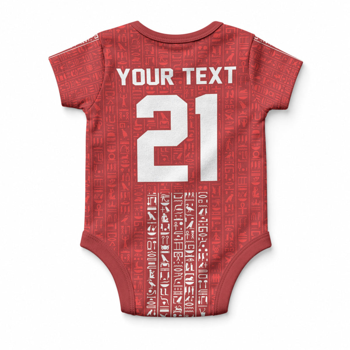 World Football 2026 Egypt Custom Baby Onesie Red Ancient Egyptian Hieroglyphs