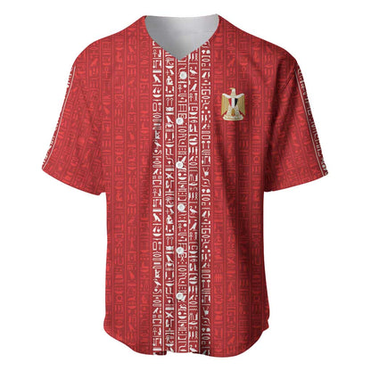 World Football 2026 Egypt Custom Baseball Jersey Red Ancient Egyptian Hieroglyphs LT9