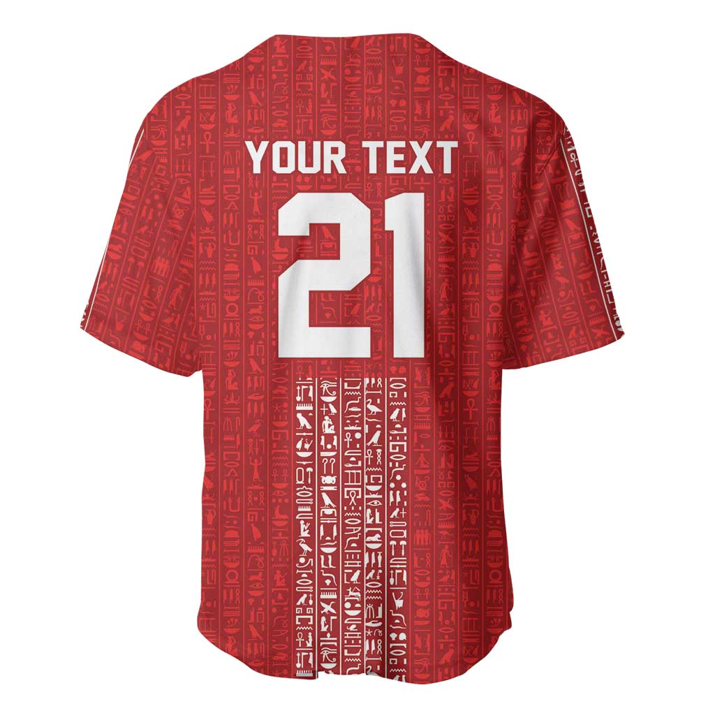 World Football 2026 Egypt Custom Baseball Jersey Red Ancient Egyptian Hieroglyphs LT9