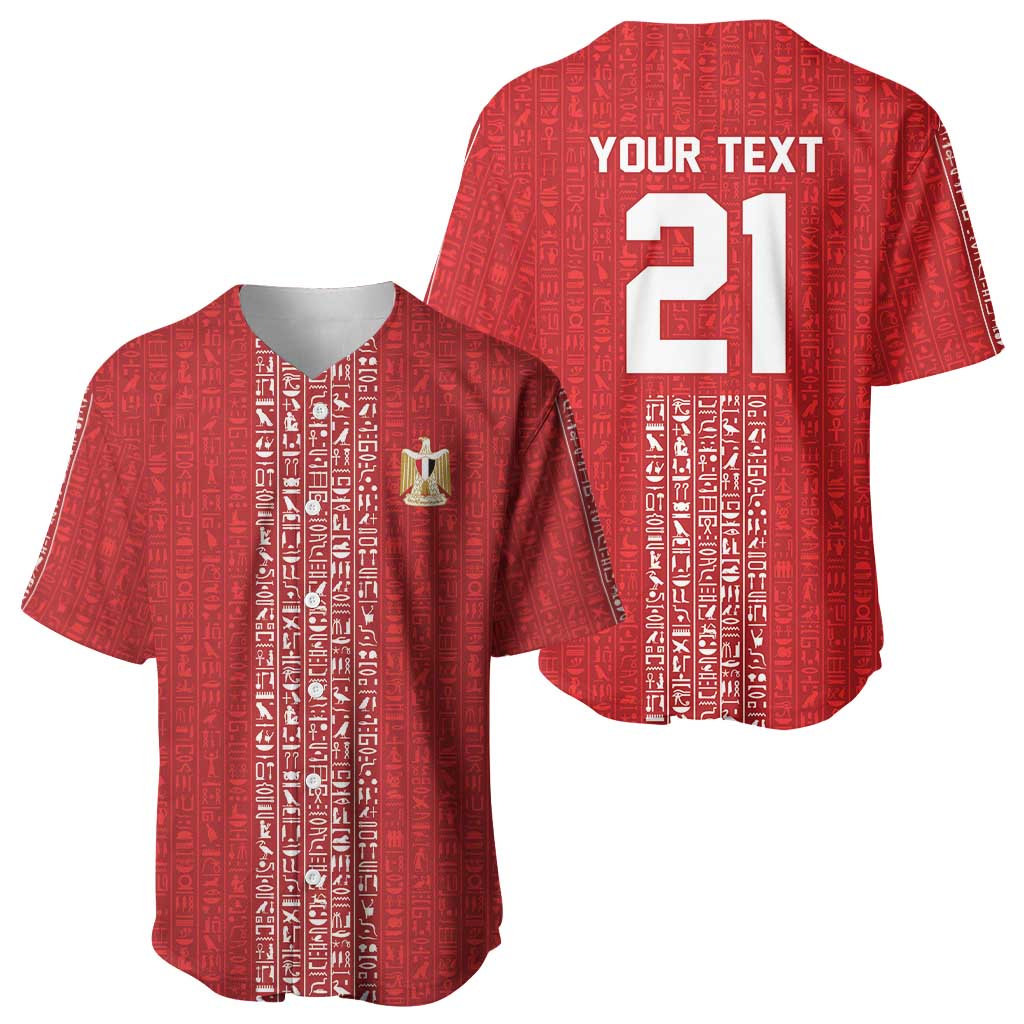 World Football 2026 Egypt Custom Baseball Jersey Red Ancient Egyptian Hieroglyphs LT9