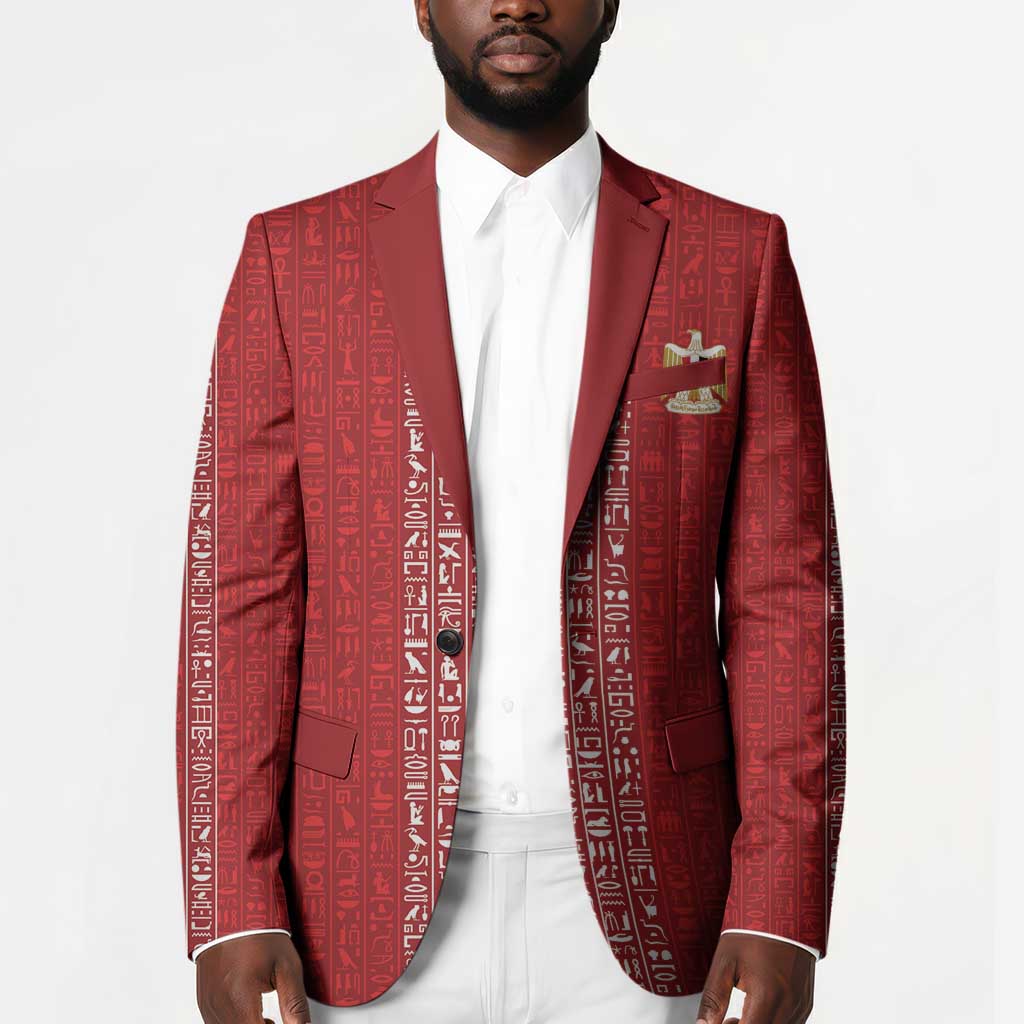 World Football 2026 Egypt Custom Blazer Red Ancient Egyptian Hieroglyphs - African Pride