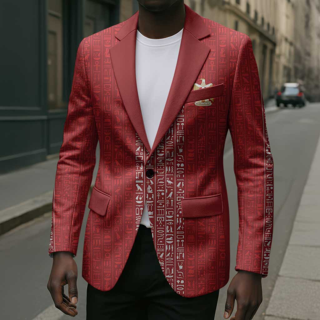 World Football 2026 Egypt Custom Blazer Red Ancient Egyptian Hieroglyphs - African Pride