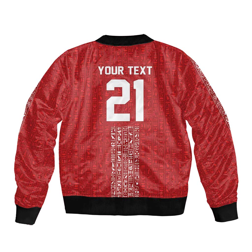 World Football 2026 Egypt Custom Bomber Jacket Red Ancient Egyptian Hieroglyphs - African Pride