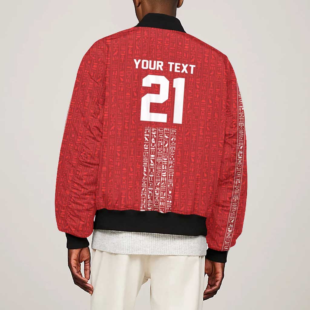 World Football 2026 Egypt Custom Bomber Jacket Red Ancient Egyptian Hieroglyphs - African Pride