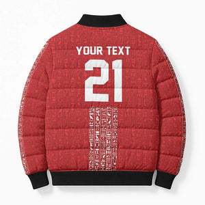 World Football 2026 Egypt Custom Bomber Puffer Jacket Red Ancient Egyptian Hieroglyphs - African Pride