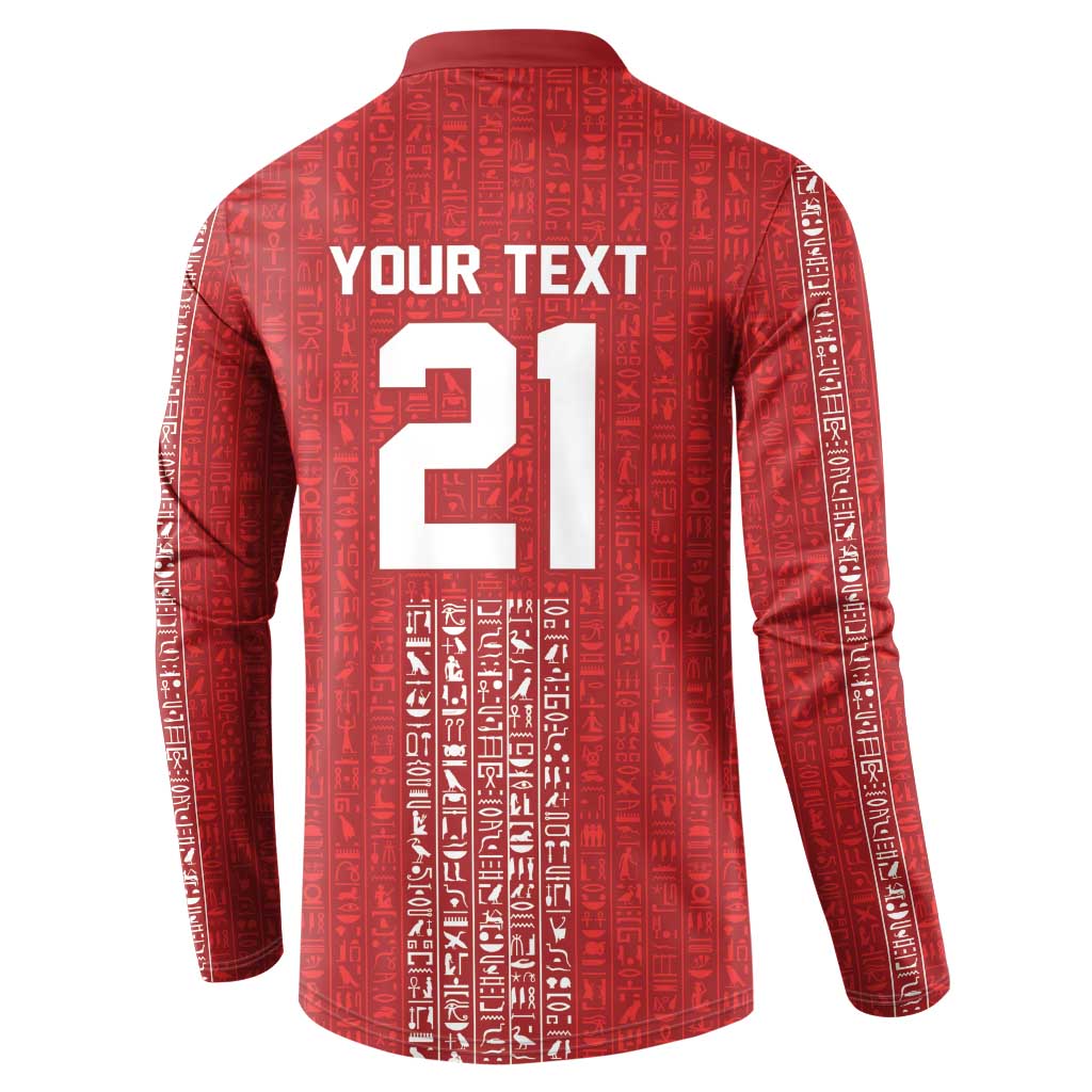 World Football 2026 Egypt Custom Button Sweatshirt Red Ancient Egyptian Hieroglyphs