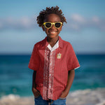 World Football 2026 Egypt Custom Kid Hawaiian Shirt Red Ancient Egyptian Hieroglyphs LT9