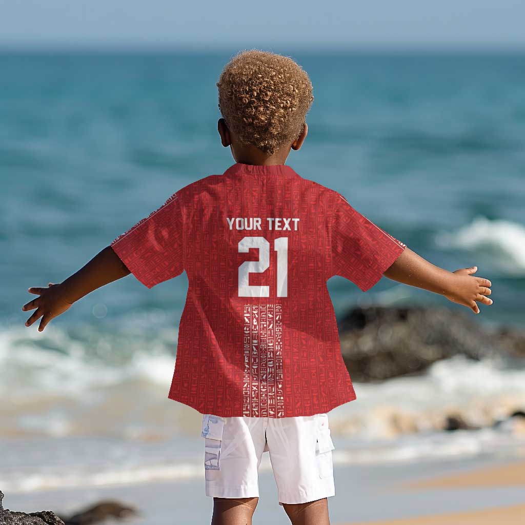 World Football 2026 Egypt Custom Kid Hawaiian Shirt Red Ancient Egyptian Hieroglyphs LT9