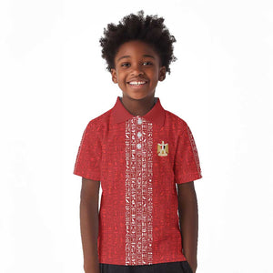 World Football 2026 Egypt Custom Kid Polo Shirt Red Ancient Egyptian Hieroglyphs LT9