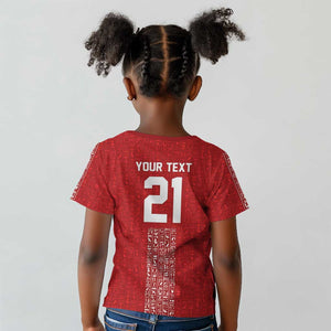 World Football 2026 Egypt Custom Kid T shirt Red Ancient Egyptian Hieroglyphs LT9