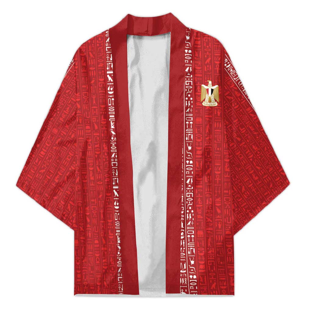 World Football 2026 Egypt Custom Kimono Red Ancient Egyptian Hieroglyphs - African Pride