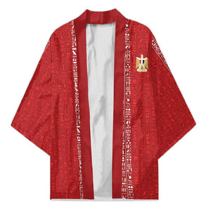 World Football 2026 Egypt Custom Kimono Red Ancient Egyptian Hieroglyphs - African Pride