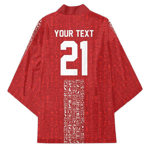 World Football 2026 Egypt Custom Kimono Red Ancient Egyptian Hieroglyphs - African Pride