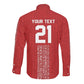 World Football 2026 Egypt Custom Long Sleeve Button Shirt Red Ancient Egyptian Hieroglyphs - African Pride