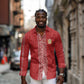 World Football 2026 Egypt Custom Long Sleeve Button Shirt Red Ancient Egyptian Hieroglyphs - African Pride