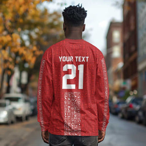 World Football 2026 Egypt Custom Long Sleeve Shirt Red Ancient Egyptian Hieroglyphs - African Pride