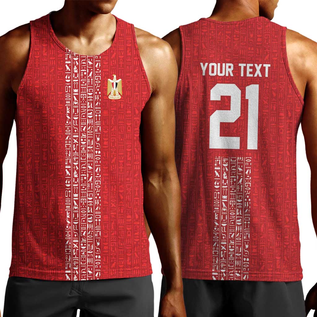 World Football 2026 Egypt Custom Men Tank Top Red Ancient Egyptian Hieroglyphs - African Pride