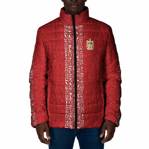 World Football 2026 Egypt Custom Padded Jacket Red Ancient Egyptian Hieroglyphs - African Pride