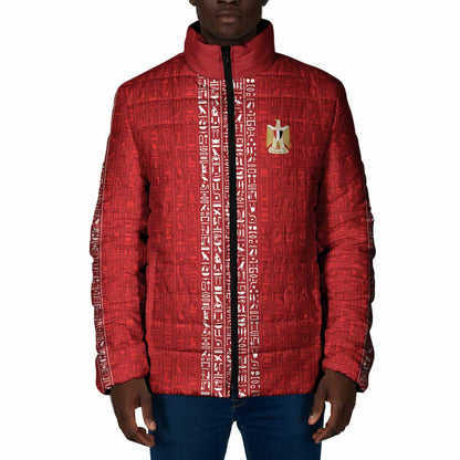 World Football 2026 Egypt Custom Padded Jacket Red Ancient Egyptian Hieroglyphs - African Pride