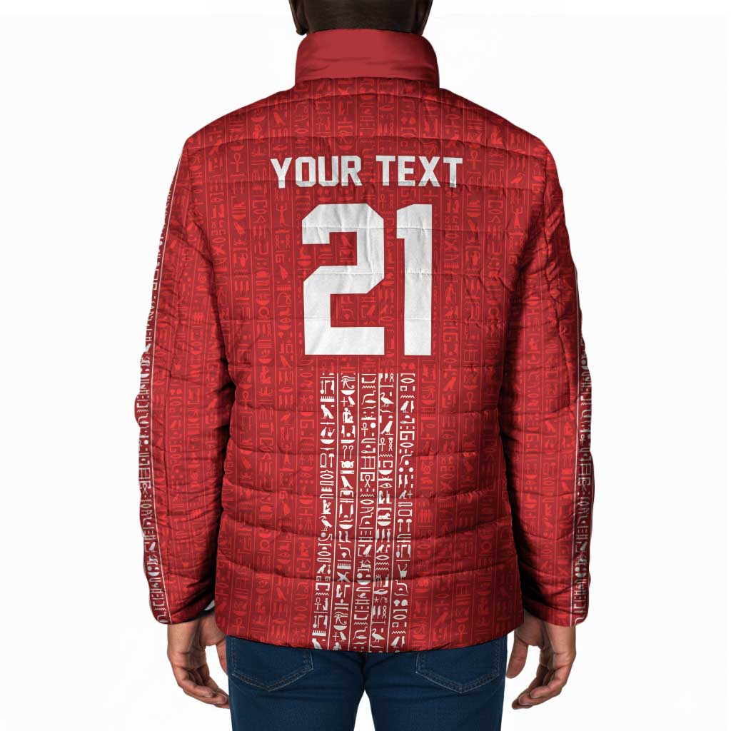 World Football 2026 Egypt Custom Padded Jacket Red Ancient Egyptian Hieroglyphs - African Pride