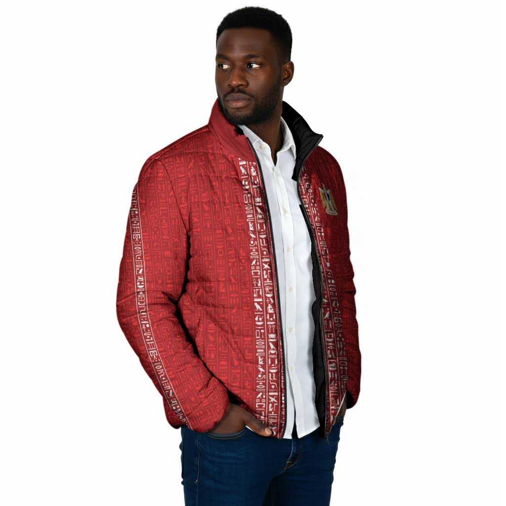 World Football 2026 Egypt Custom Padded Jacket Red Ancient Egyptian Hieroglyphs - African Pride