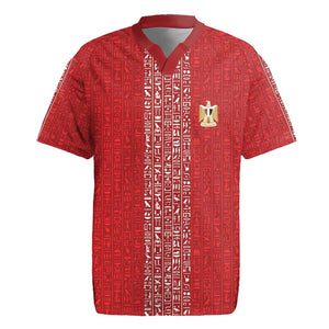 World Football 2026 Egypt Custom Rugby Jersey Red Ancient Egyptian Hieroglyphs LT9
