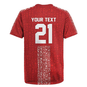 World Football 2026 Egypt Custom Rugby Jersey Red Ancient Egyptian Hieroglyphs LT9