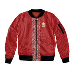 World Football 2026 Egypt Custom Sleeve Zip Bomber Jacket Red Ancient Egyptian Hieroglyphs - African Pride