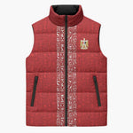 World Football 2026 Egypt Custom Sleeveless Puffer Jacket Red Ancient Egyptian Hieroglyphs - African Pride