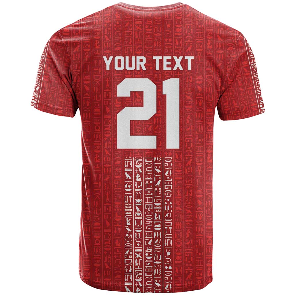 World Football 2026 Egypt Custom T shirt Red Ancient Egyptian Hieroglyphs LT9