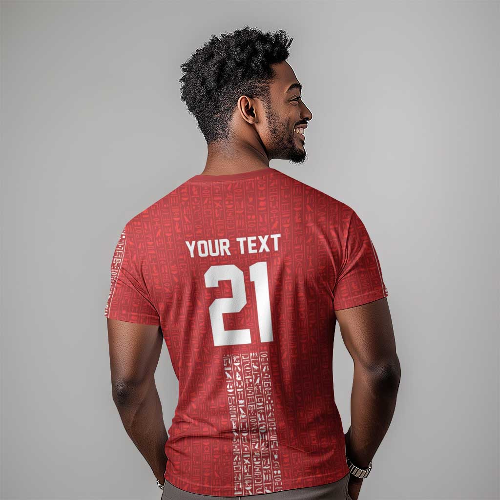 World Football 2026 Egypt Custom T shirt Red Ancient Egyptian Hieroglyphs LT9