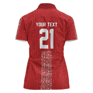 World Football 2026 Egypt Custom Women Polo Shirt Red Ancient Egyptian Hieroglyphs LT9