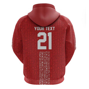 World Football 2026 Egypt Custom Zip Hoodie Red Ancient Egyptian Hieroglyphs - African Pride