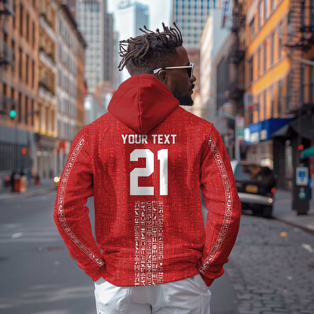 World Football 2026 Egypt Custom Zip Hoodie Red Ancient Egyptian Hieroglyphs - African Pride