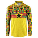 World Football 2026 Ghana Custom Button Sweatshirt Black Stars African Kente Pattern