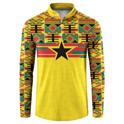 World Football 2026 Ghana Custom Button Sweatshirt Black Stars African Kente Pattern
