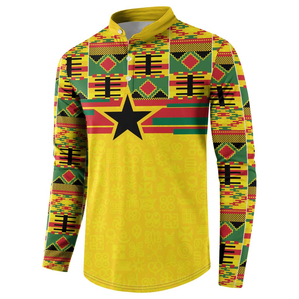World Football 2026 Ghana Custom Button Sweatshirt Black Stars African Kente Pattern