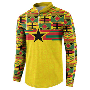 World Football 2026 Ghana Custom Button Sweatshirt Black Stars African Kente Pattern