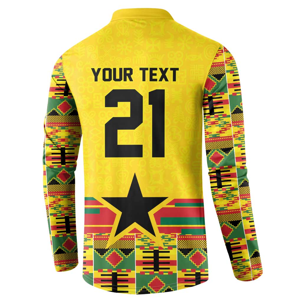 World Football 2026 Ghana Custom Button Sweatshirt Black Stars African Kente Pattern
