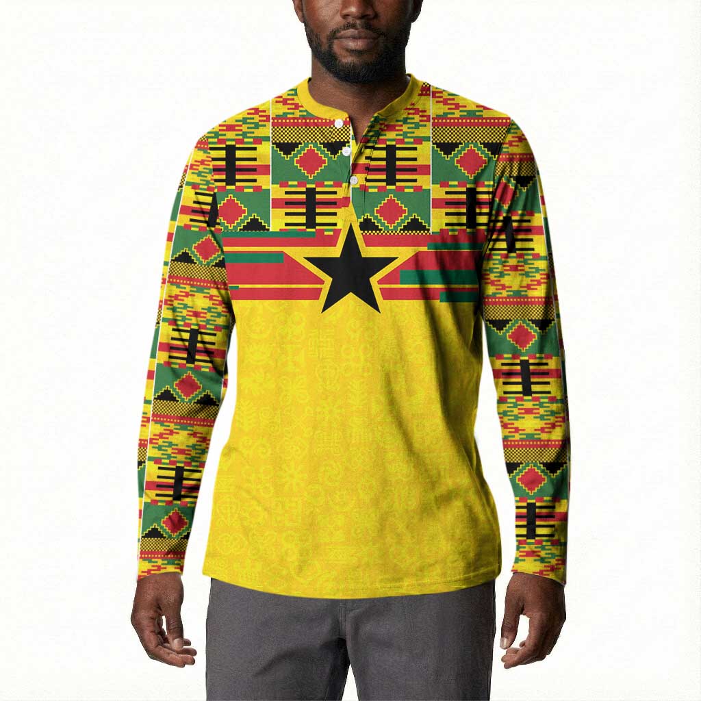 World Football 2026 Ghana Custom Button Sweatshirt Black Stars African Kente Pattern