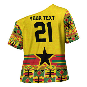 World Football 2026 Ghana Custom Cross Shoulder Shirt Black Stars African Kente Pattern - African Pride