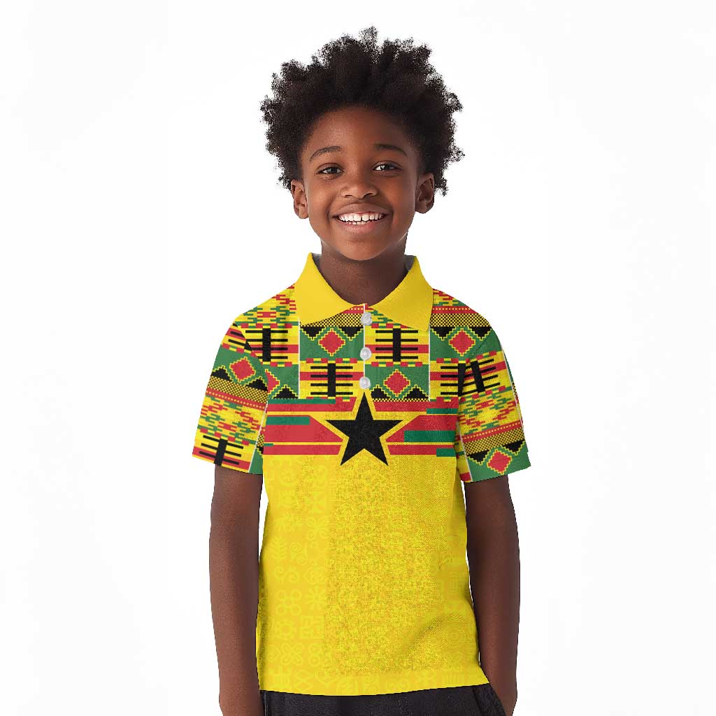 World Football 2026 Ghana Custom Kid Polo Shirt Black Stars African Kente Pattern LT9